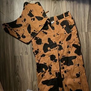 Cow print corset and pants set - S